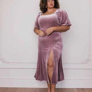 Jessakae Eloise Dress Dusty Mauve Velvet XL NWT